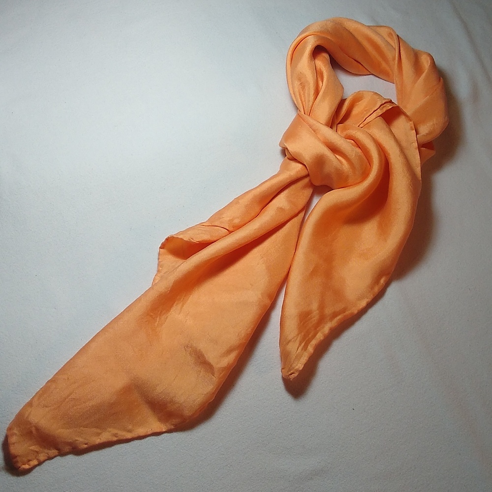 Silk Scarf Hand-Rolled Edge * Vibrant Creamsicle Orange